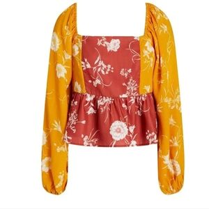 Walter Baker Red and Yellow Floral Blouse
